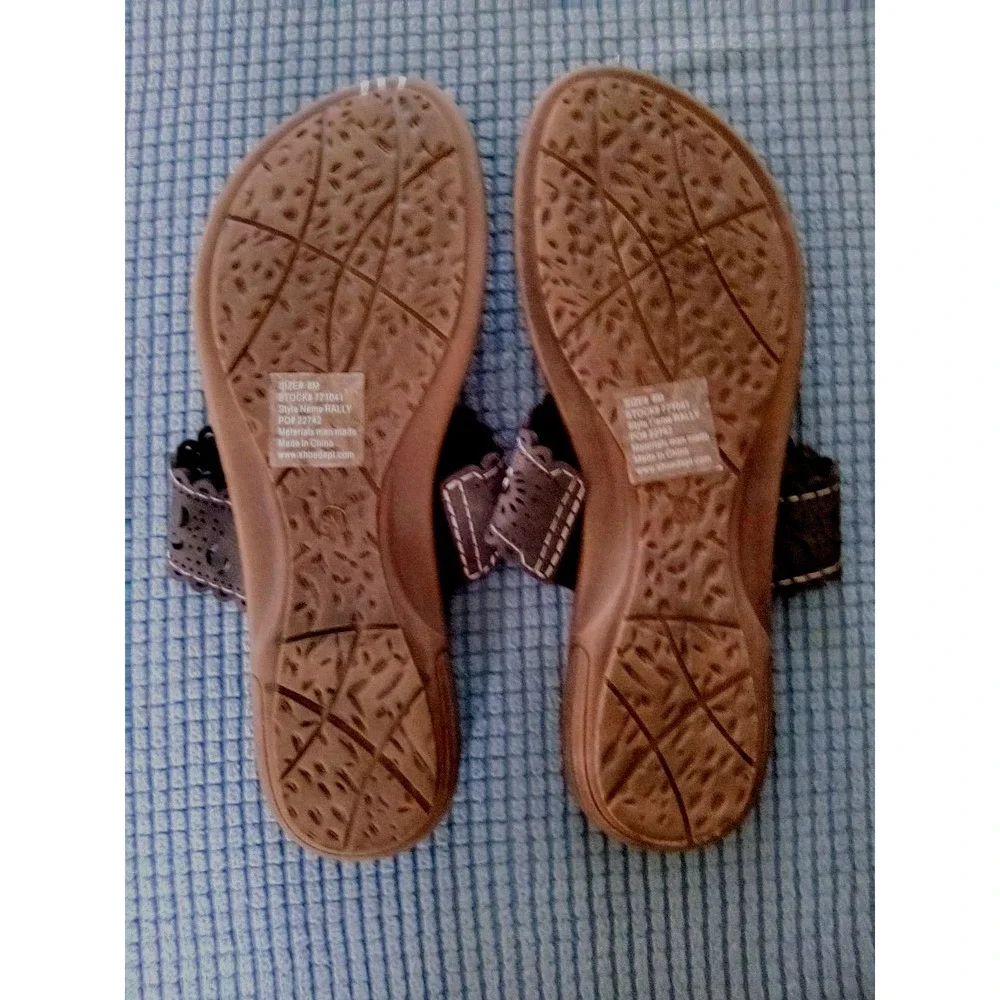 Marbella Womens Summer Open Toe Flip Flop (Black) Sparkly Slip On Sandal Sz 8